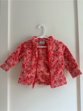 Columbia Kids Coral and White Floral Fleece Jacket